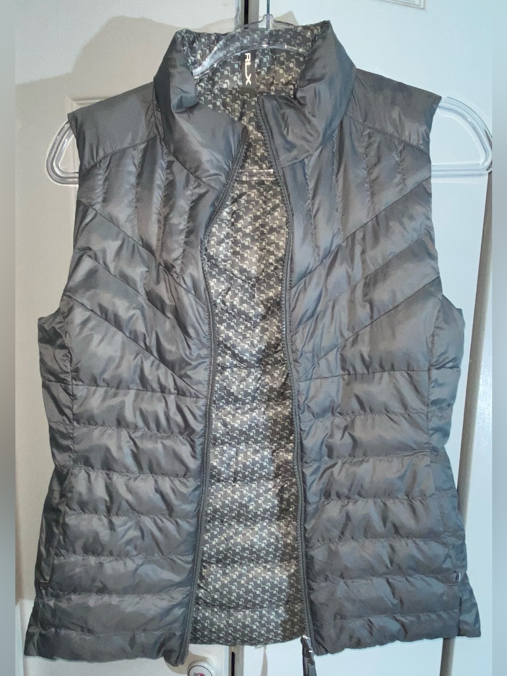 RLX Ralph Lauren Reversible Quilted Puffer Vest Golf Gray Women’s XS   AA21